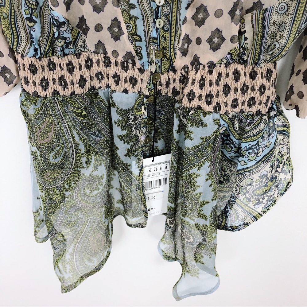 SOLD NWT Zara Woman Sheer Paisley Balloon Sleeve - Picture 5 of 8